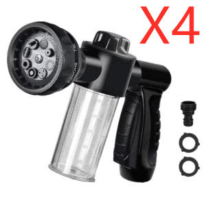 High-pressure foam spray gun with black body, clear cup, spray nozzle and small parts