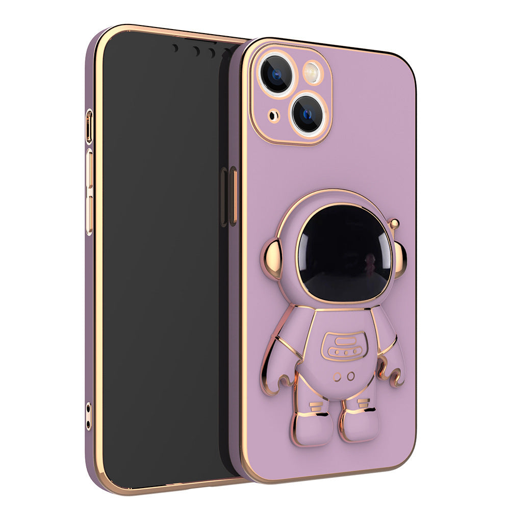 Purple astronaut phone case with 3D character and circular ring holder