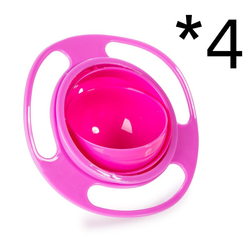 Pink rotating spill-proof bowl dish with magenta inner bowl and side handles