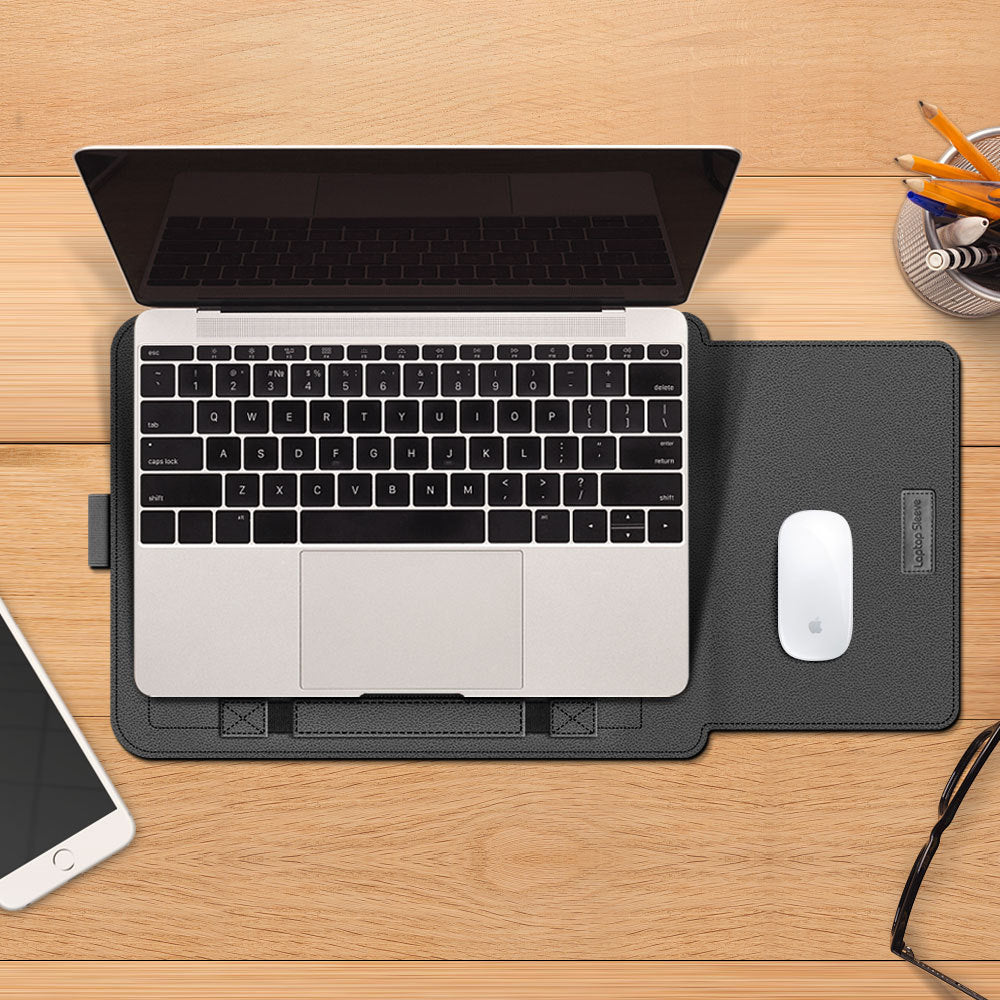 Dark gray laptop sleeve case with front flap pocket