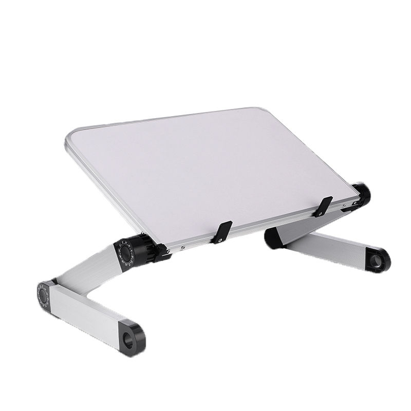 White foldable laptop stand with clear platform and adjustable support feet