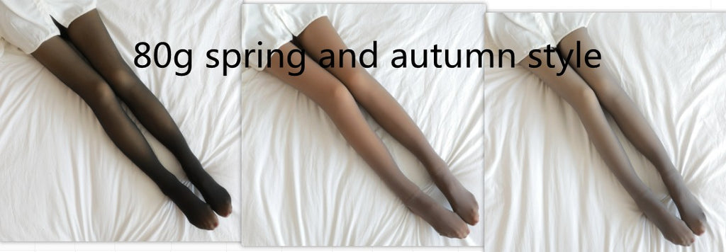 Fleece-lined translucent plus size tights, full length with foot coverage
