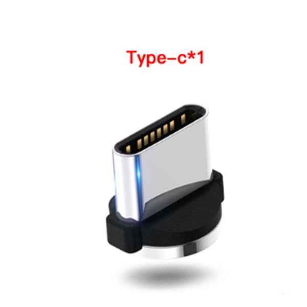 USB to Type-C magnetic adapter tip with black base and glowing blue trim
