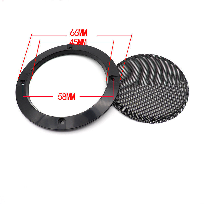Car speaker grille mask with size diagram; black ring, round mesh cover, 66mm shown.