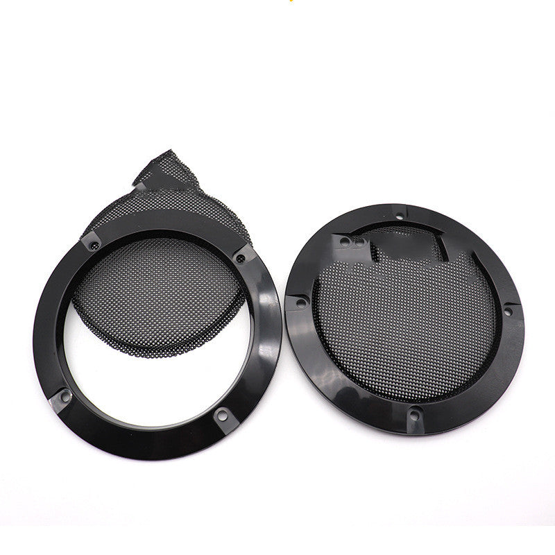 Car speaker grille mask set with round mesh insert and black mounting ring.