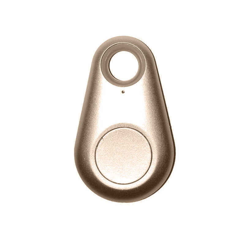 Gold-tone Bluetooth anti-lost key finder fob with hanging loop.