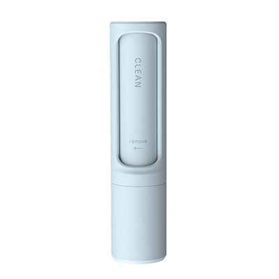 Light blue self-cleaning pet hair remover lint roller brush with oval brush head