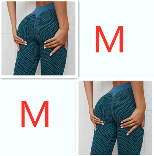 Teal seamless high-waist leggings, size M shown alongside grey leggings