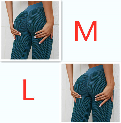 Teal seamless high-waist leggings, size M shown with grey leggings