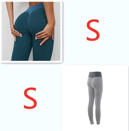 Teal seamless high-waist leggings, size S shown alongside grey leggings