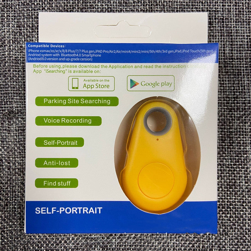 Self-portrait anti-lost Bluetooth tracker kit box with yellow key fob