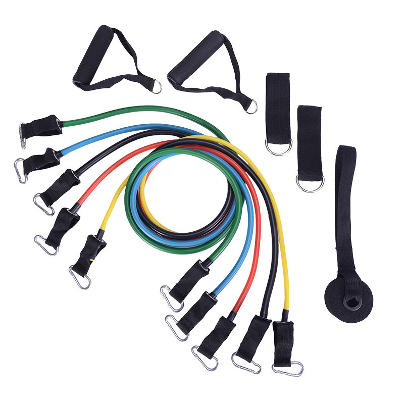 Multi-color resistance band set with handles and carry bag