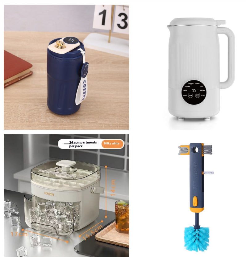 Insulated thermal bottle with digital temperature display and included cleaning brush accessory