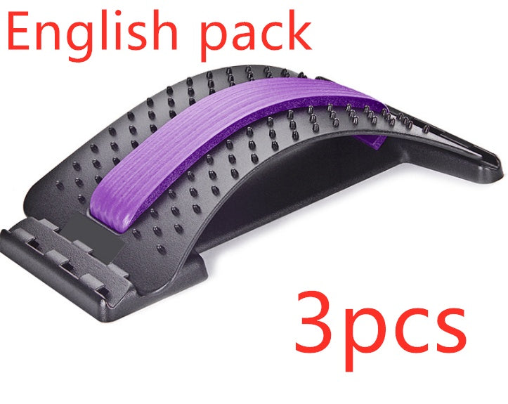 Lumbar traction waist brace with purple support strap and black dotted cushion pads