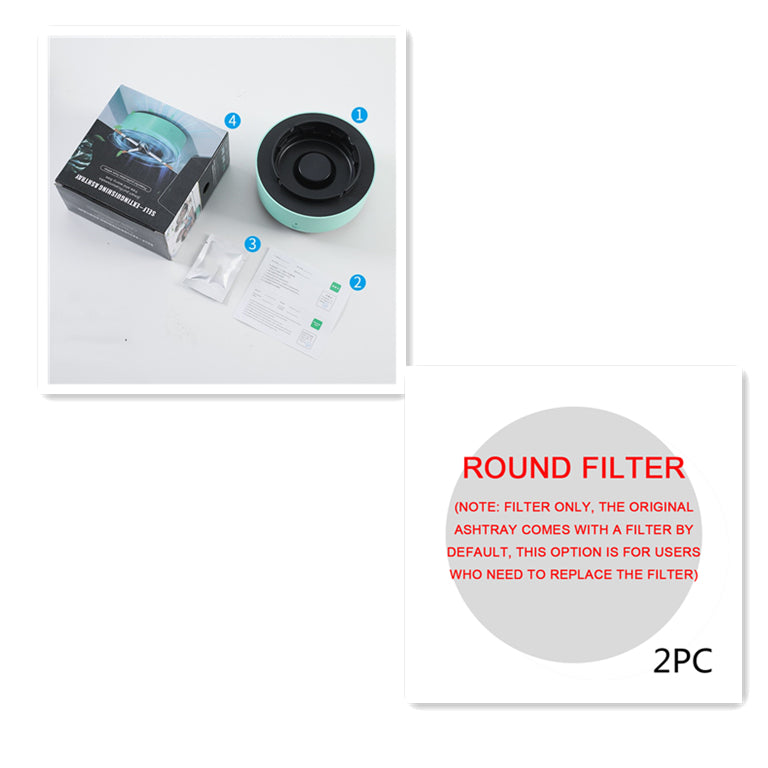 Round filter replacement insert for air-purifying ashtray, 2-pack