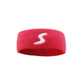 Fitness headband, red knit with white S logo