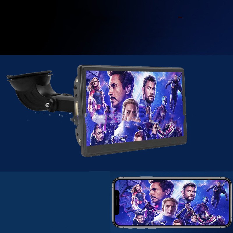 Car smart screen with dashboard suction mount, screen showing entertainment image