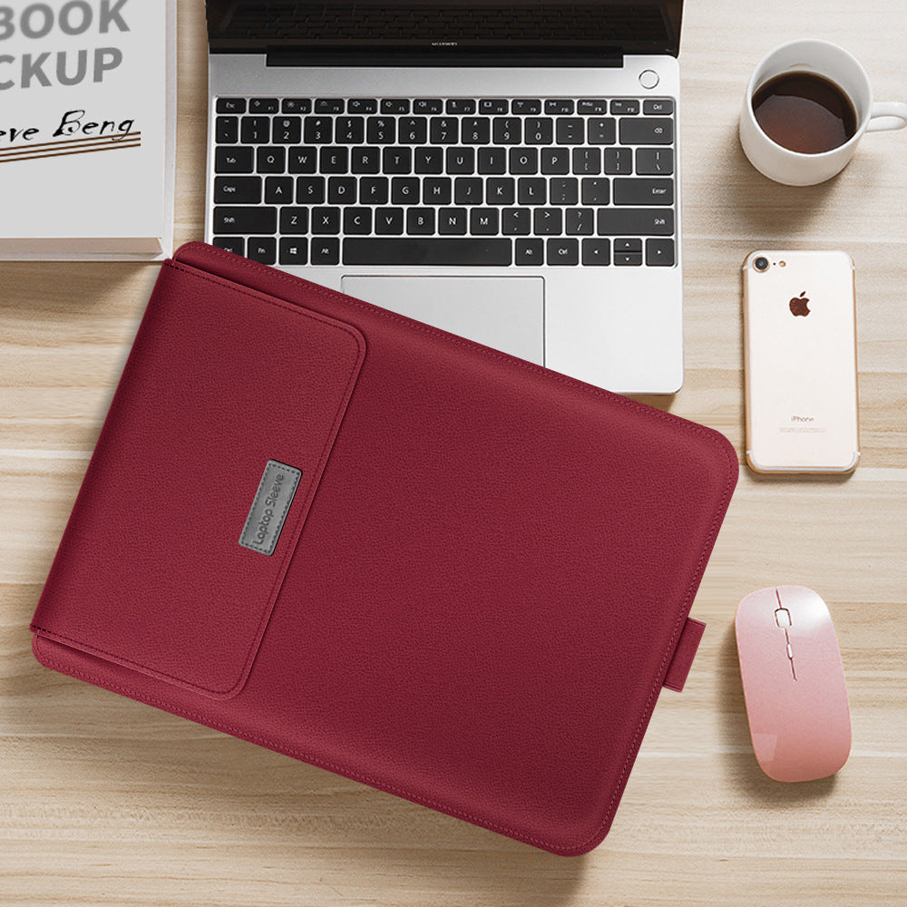 Red laptop sleeve case with front flap pocket