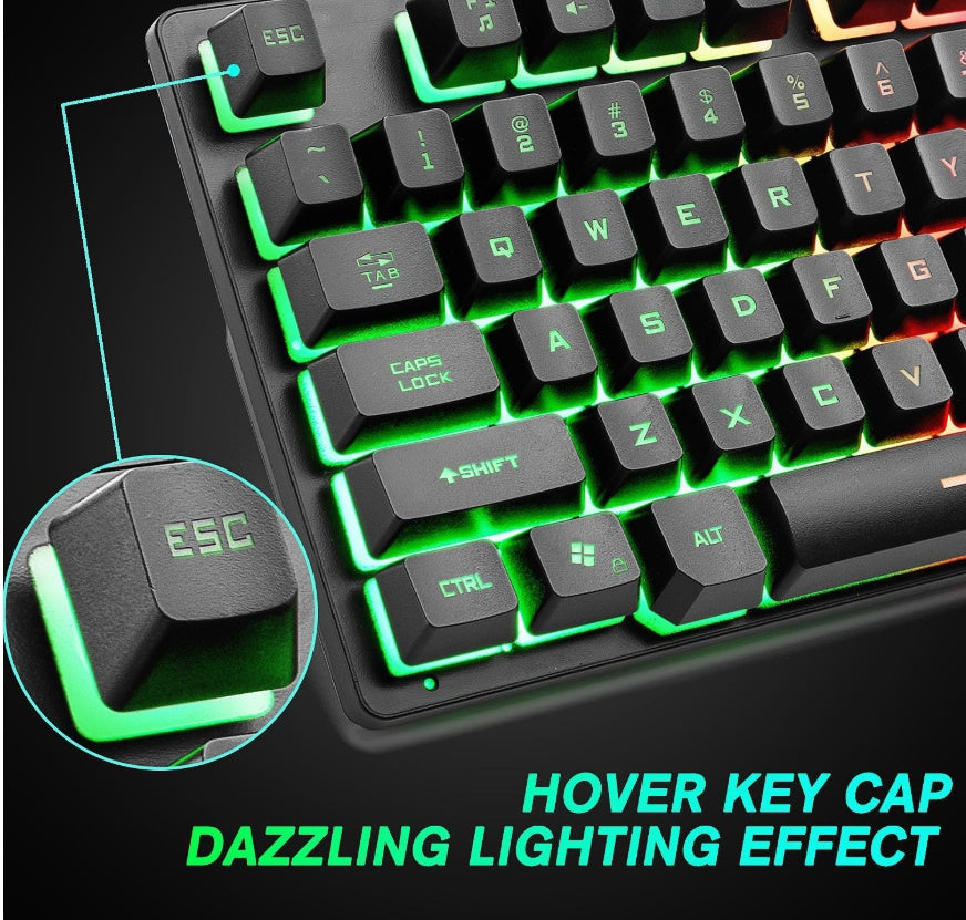 Close-up of RGB mechanical keyboard keys with illuminated WASD and modifier buttons