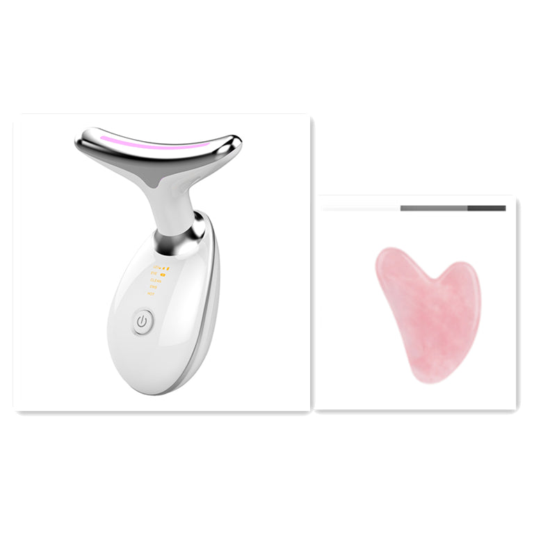 White electric microcurrent neck massager with pink jade-like pad