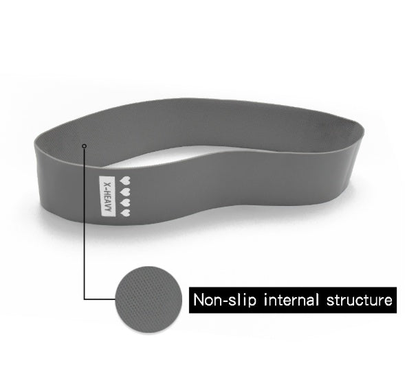 Gray resistance loop band with non-slip internal texture detail