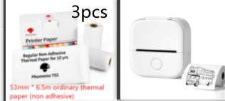 Portable mini thermal label printer with white device and printer paper rolls