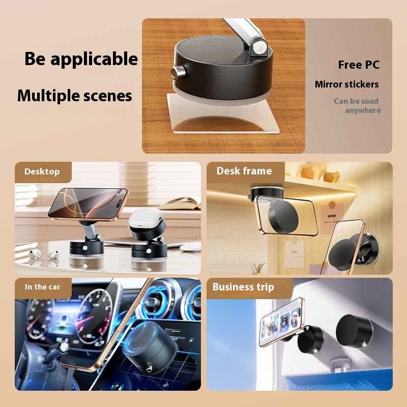Magnetic phone holder with vacuum suction base and multi-angle adjustable stand