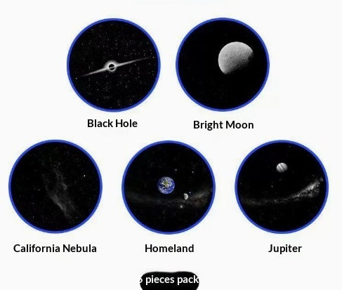 Star night light projection circles: Black Hole and Bright Moon