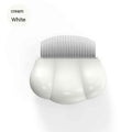 Cream white pet shedding comb with metal teeth in shell grip