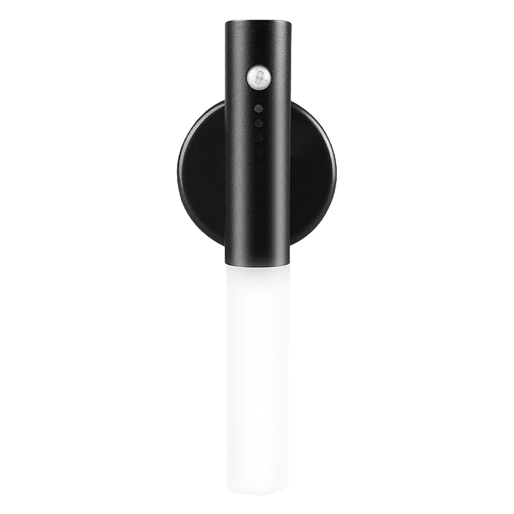 Black magnetic night light with round head and white cylinder light