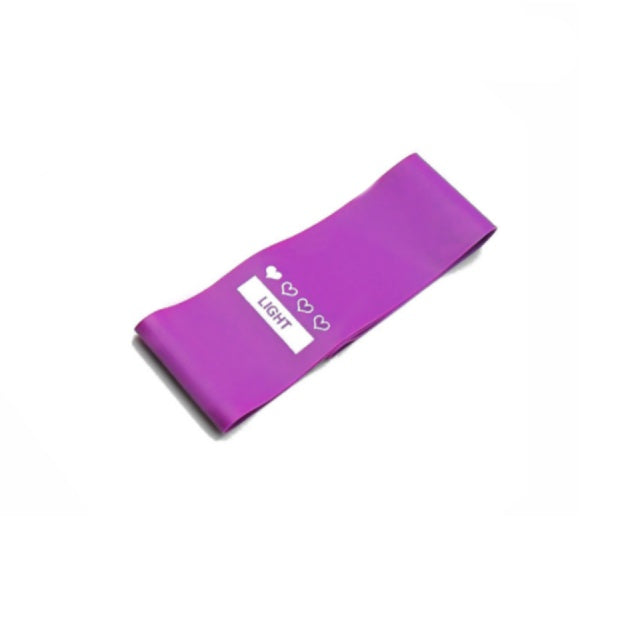 Purple resistance loop band with printed grip label