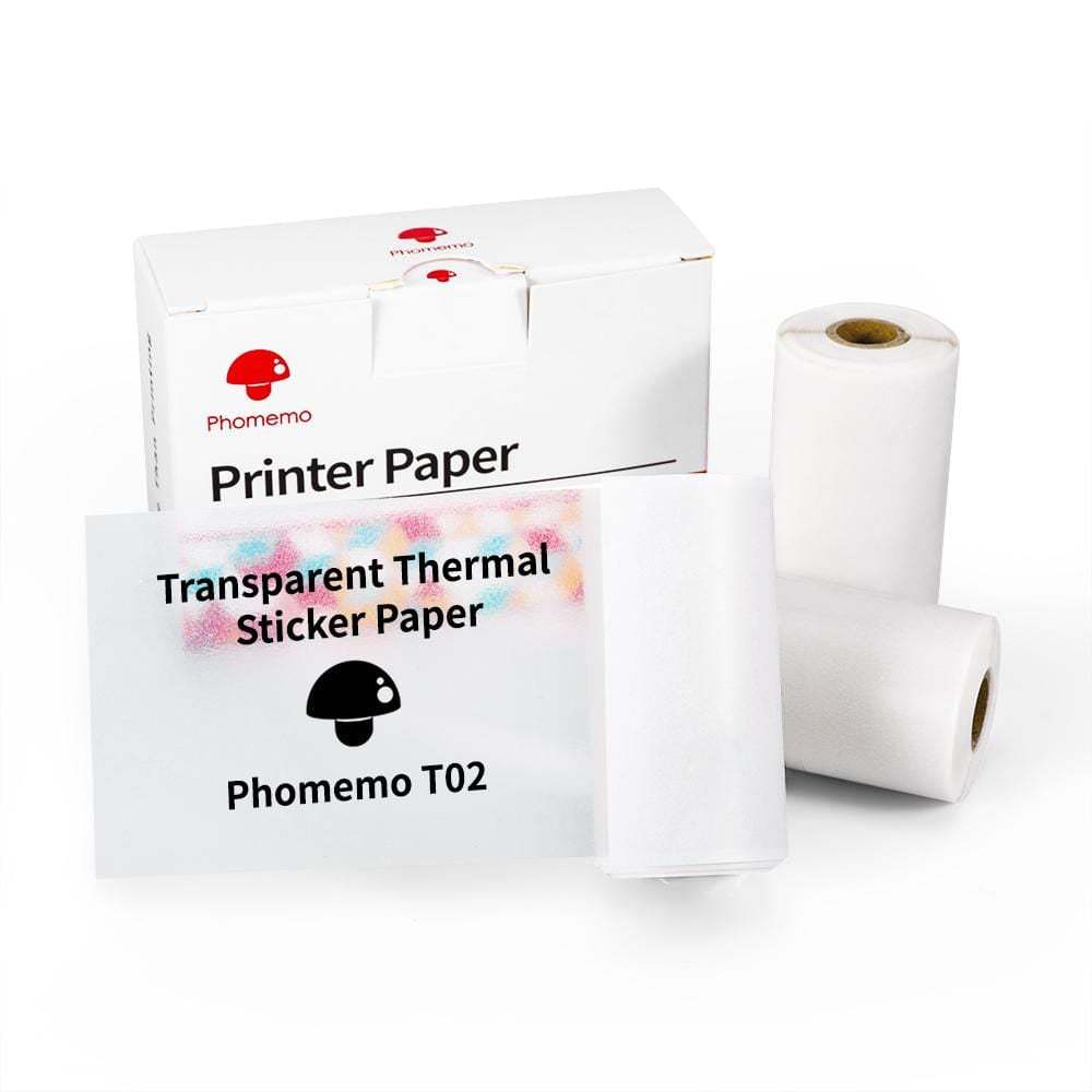 Transparent thermal sticker paper package with roll, white packaging