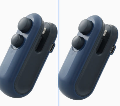 Handheld portable heat sealer vacuum device, dark blue with USB port and nozzle