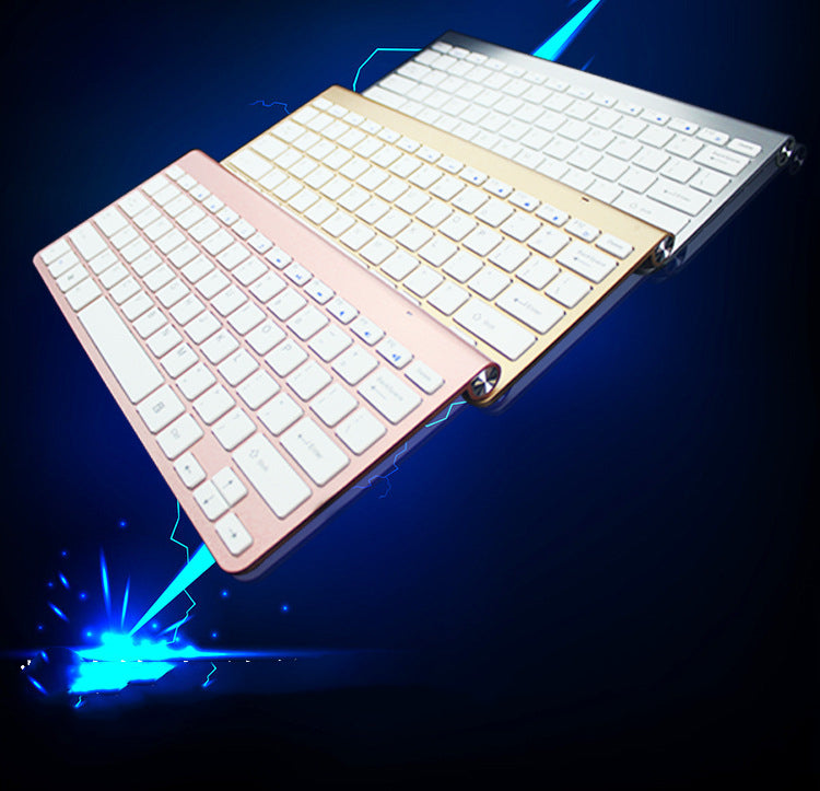 Rose gold wireless mini keyboard and mouse combo with bright keys