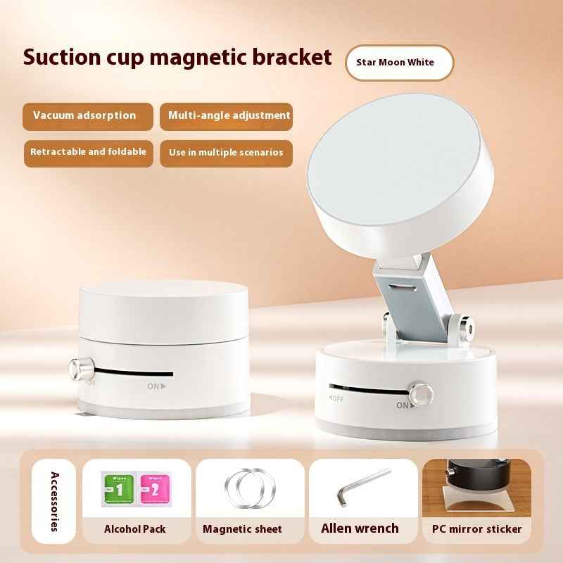 Star Moon White magnetic suction phone holder with adjustable base and phone clamp