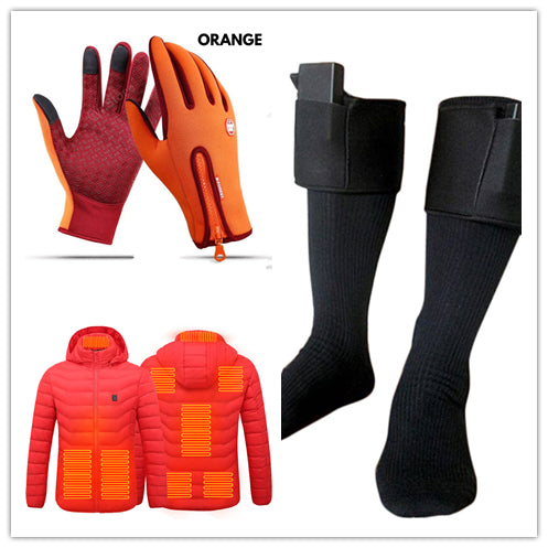 Orange riding gloves with touch-screen fingertips and textured grip panels