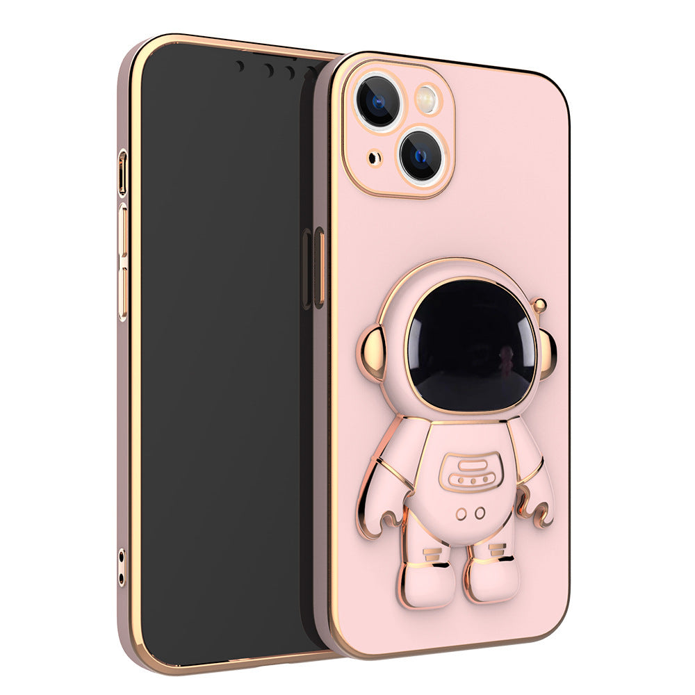 Pink astronaut phone case with 3D figure and circular ring holder