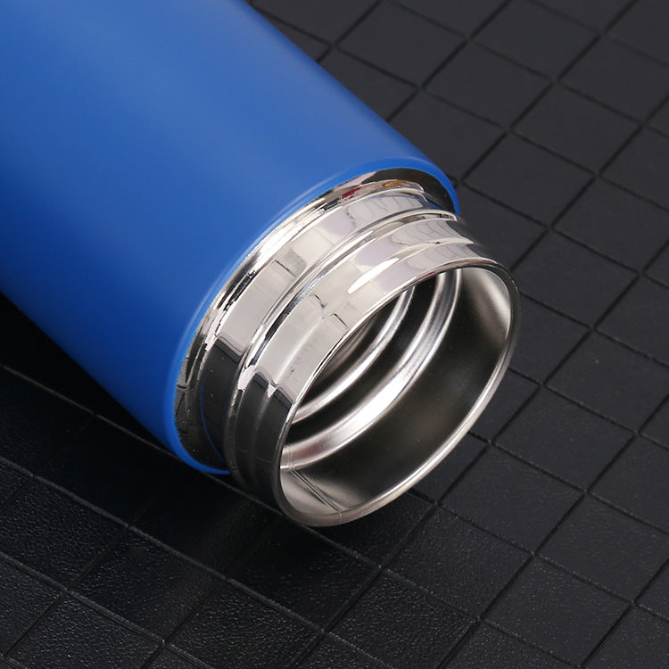 Blue 500ml smart vacuum bottle with stainless-steel inner opening
