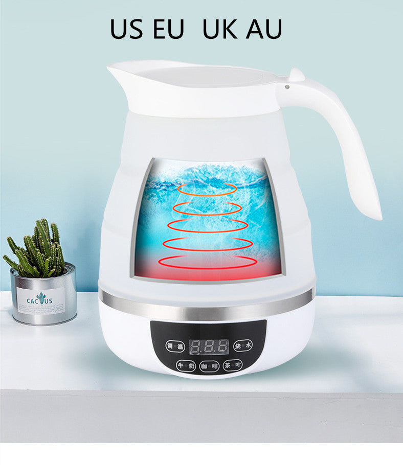 White smart folding water bottle with touch panel and visible heating display