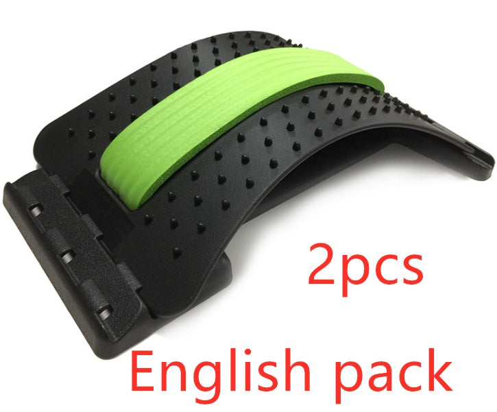 Lumbar traction waist brace, dark gray with neon green pad band and perforated stud texture