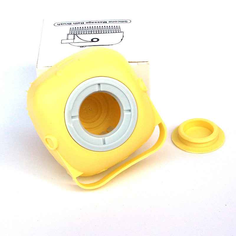 Silicone pet bath massage brush, bright yellow round head with circular opening