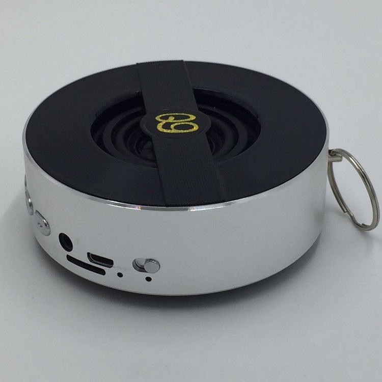 Outdoor Bluetooth speaker, white/silver with black top and key ring