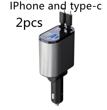 Silver and black car cigarette lighter charger with two USB plug ports