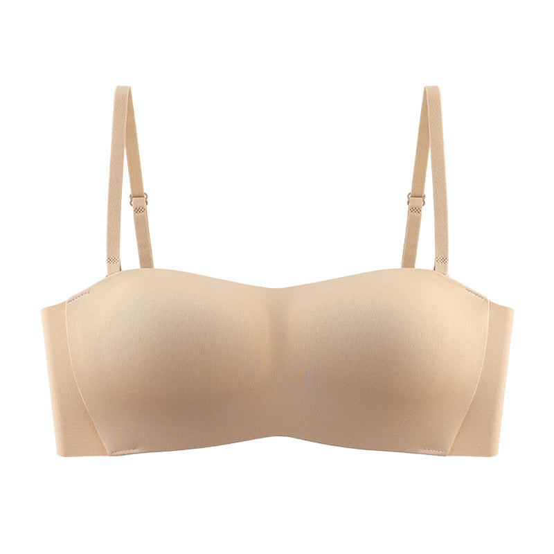 Beige/skin tone multi-wear detachable shoulder strap bra with underwire and adjustable straps