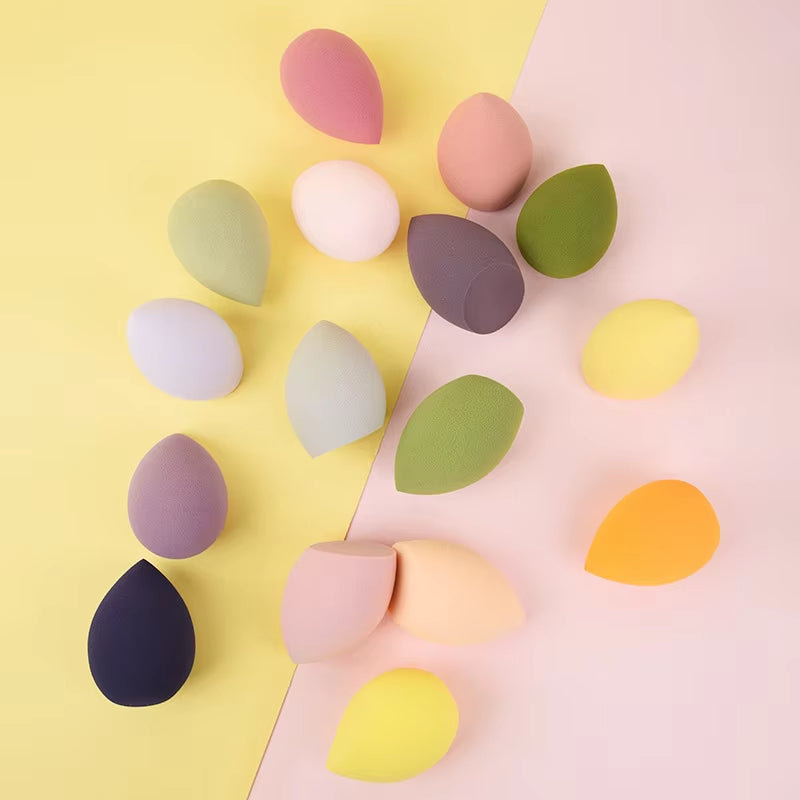 Assorted teardrop makeup sponges in pastel colors
