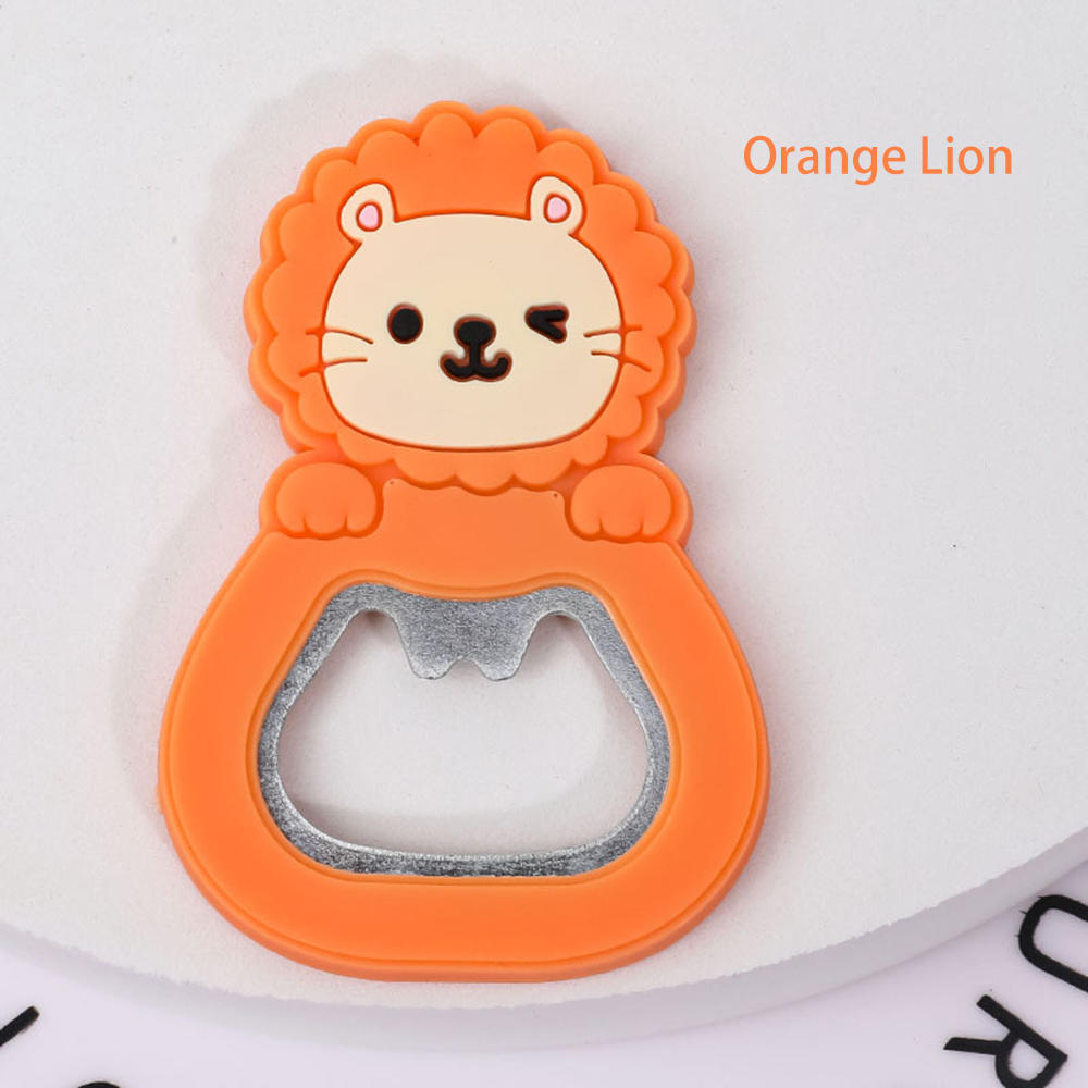 Orange lion can sealer with textured gray magnet insert