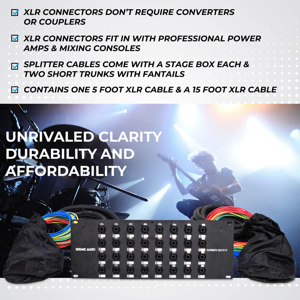 16-channel XLR/TRS splitter snake stage box with bundled colorful trunk cables