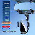 Black clip-on rearview mirror phone holder with secure cradle and mounting clips