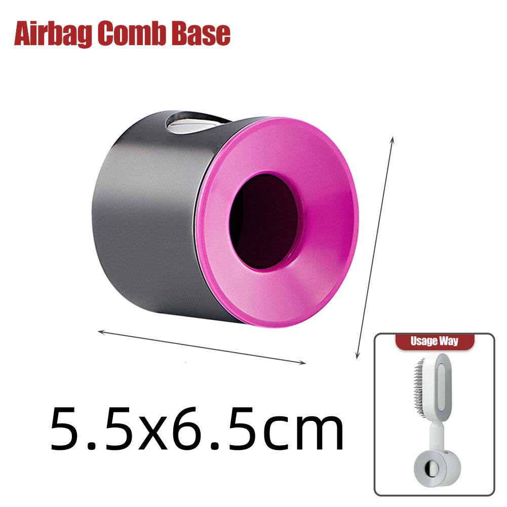 Airbag ComB base self-cleaning comb tool with black body and pink oval insert