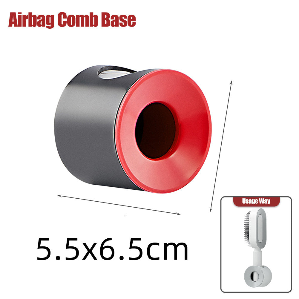 Self-cleaning hair brush base, black outer shell with red inner opening